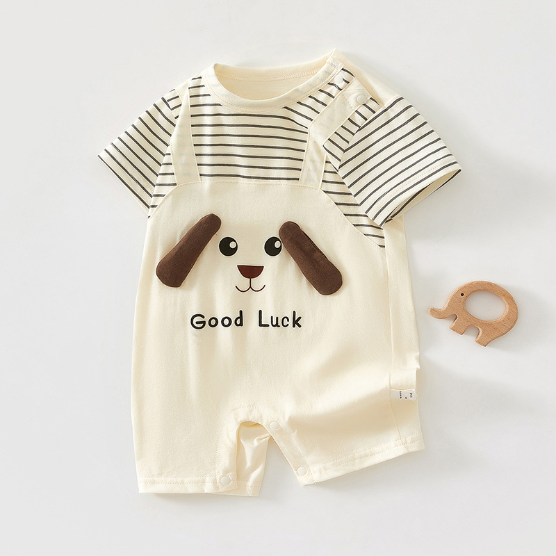Picture of Baby's jumpsuit summer thin cotton newborn clothes for boys and girls baby super cute climbing clothes cute short sleeve ha clothes