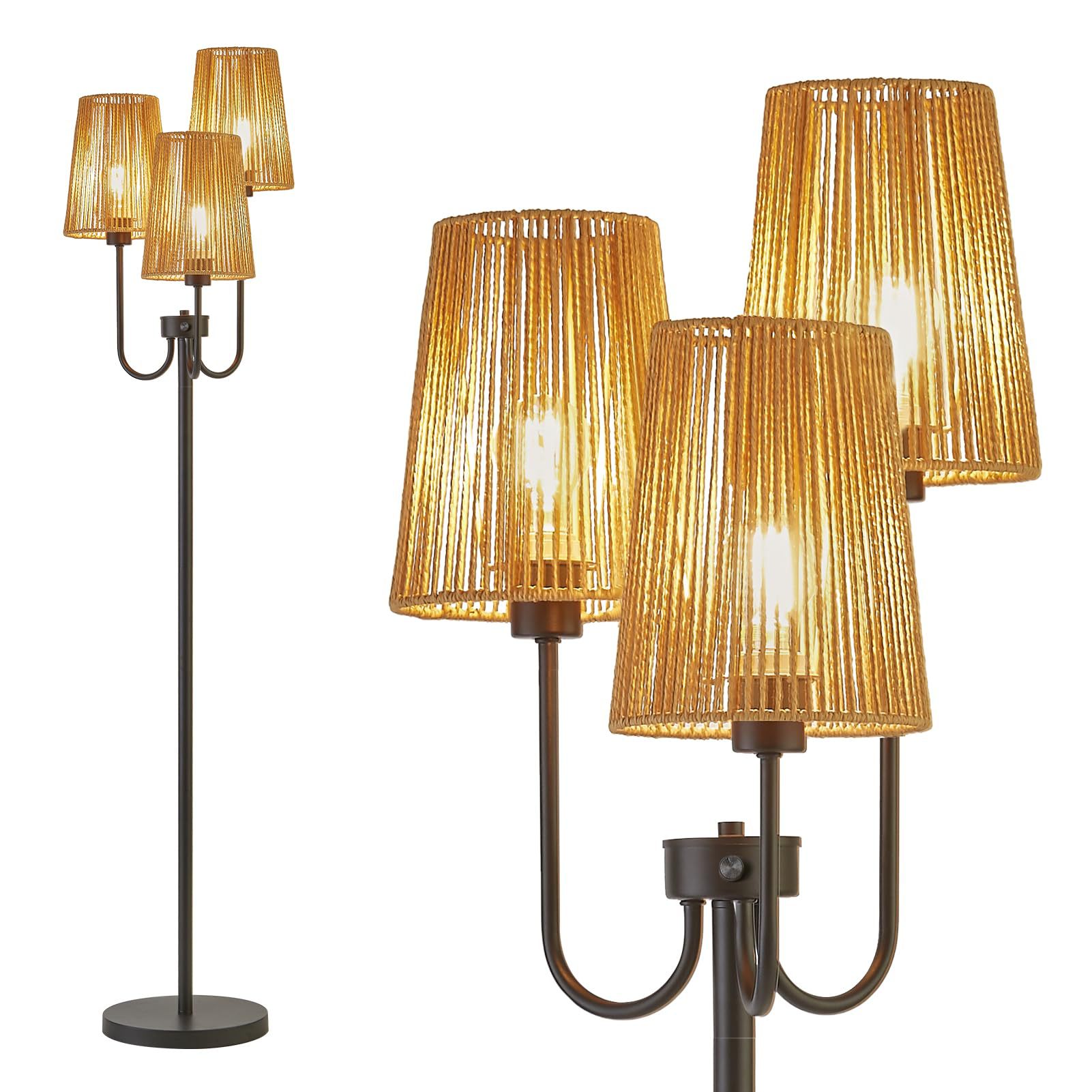 American Style Woven Floor Lamp Homestay Decorative Lamp Simple Bedroom Floor Atmosphere Lamp Restaurant Creative Hemp Rope Floor Lamp