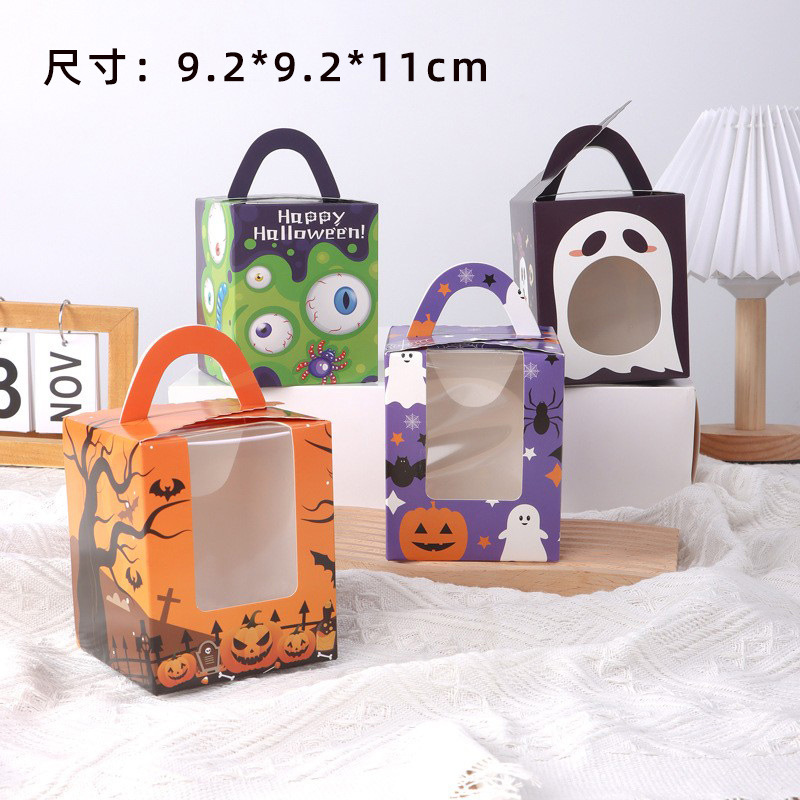 Picture of Halloween 1 Pack Portable Open Window Cupcake Packaging Box Ma Fen Box Egg Tart Box Baking Dessert Packaging Box