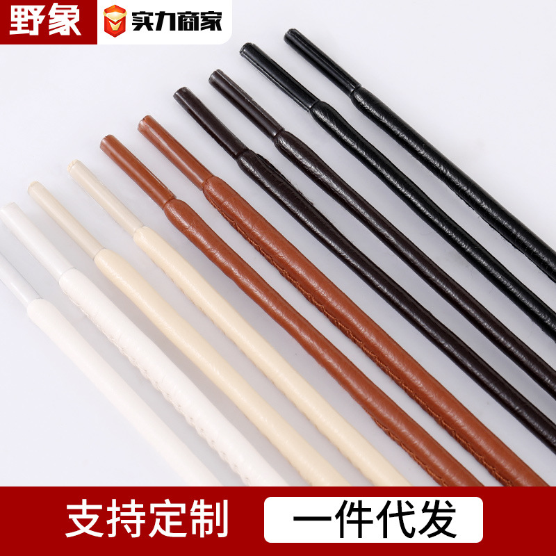 Factory wholesale PU leather round shoelaces 4.5MM leather shoes martin boots white black brown shoelace rope a pair