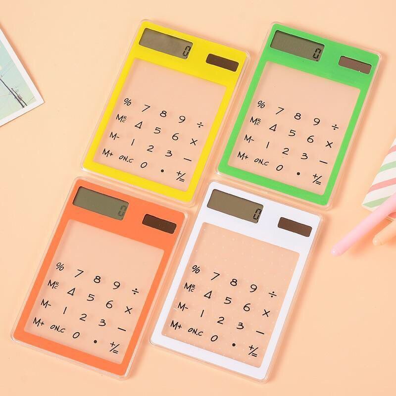 Spot supply wholesale transparent touch screen calculator solar student holiday business gifts printable logo