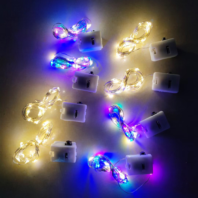 Picture of 1 meter 10 lights warm color led string copper light wire three flash cake flowers decorative light bar accessories gift box string lights