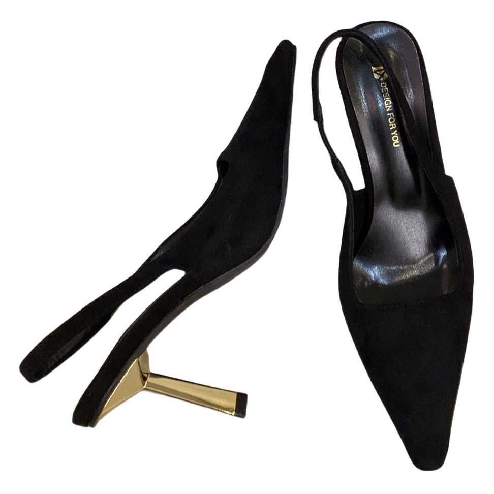 Niche French Pointed Toe High Heels Baotou Sandals Fairy Shoes 2025 New Spring and Summer Elegant Lady Shoes