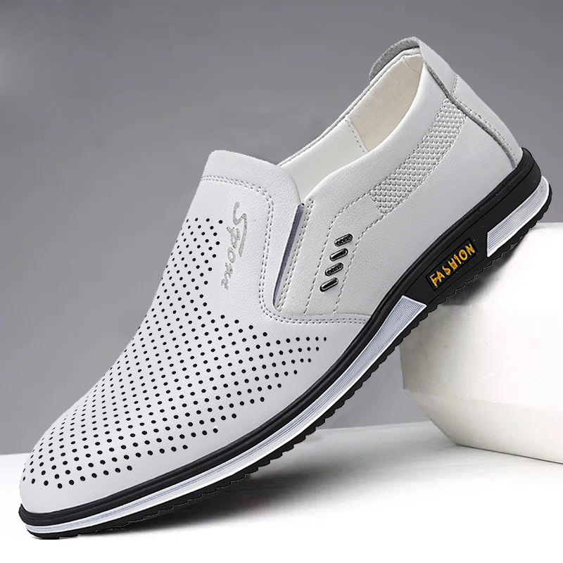 Picture of 2025 Spring and Autumn Large Size Men's British Leather Shoes Men's White Leather Shoes Slip-On Men's Shoes Leather Shoes Autumn Men's Casual