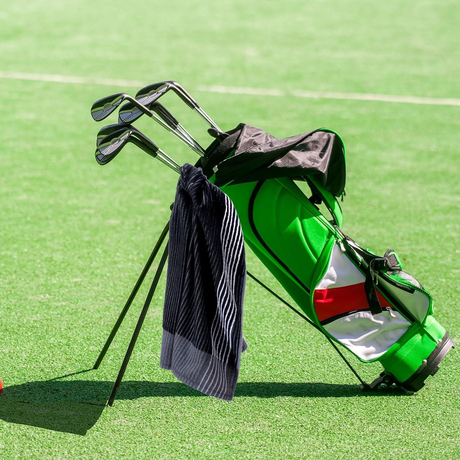 Golf towel foreign trade pure cotton thickened cleaning rod with hook absorbent soft color stripe sports towel cross-border exclusive