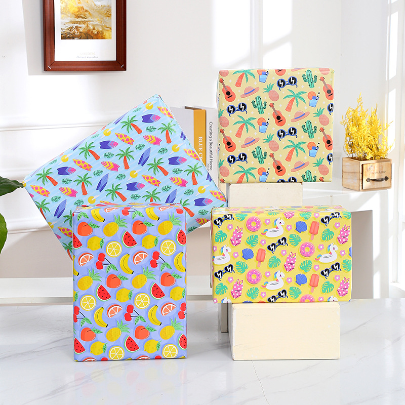 Cross-border new tropical fruit printing wrapping paper holiday gift packaging gift shop wrapping paper in stock wholesale
