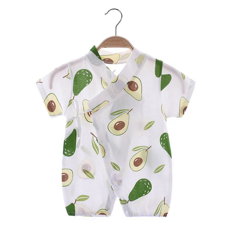 Picture of Infants' Short-sleeved jumpsuit cotton-padded climbing suit monk suit lace-up baby's thin kimono cartoon printed suit