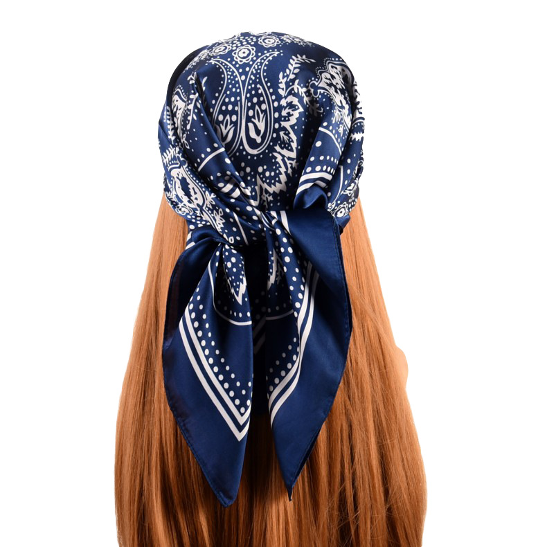 Picture of Europe and the United States hot sale vintage paisley small cashew flower 70*70 satin square scarf ladies small scarf wholesale