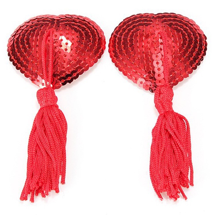 Picture of Sexy tassel heart-shaped sequin breast paste sexy underwear accessories sexy anti-exposure seamless sexy lingerie blood drop