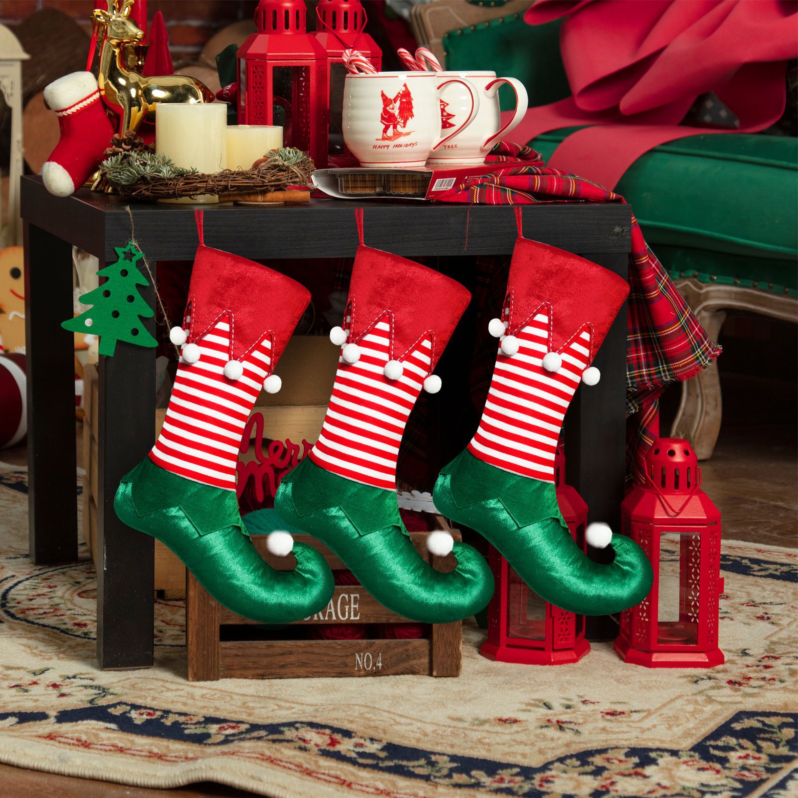 Cross-Border Christmas Decorations Elf Christmas Stockings Gift Bag Candy Bag Festive Atmosphere Decoration Christmas Tree Pendant
