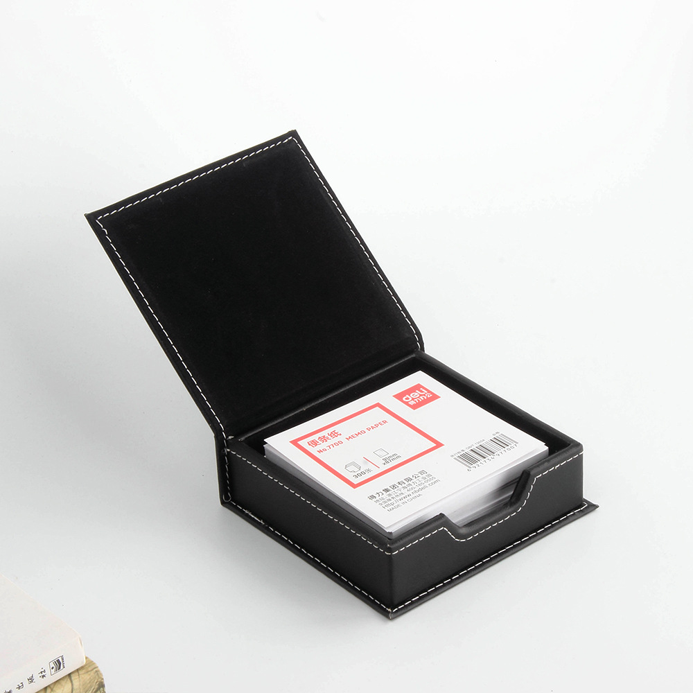 Picture of Business leather desktop sticky note storage box note box creative change key business card storage box office supplies