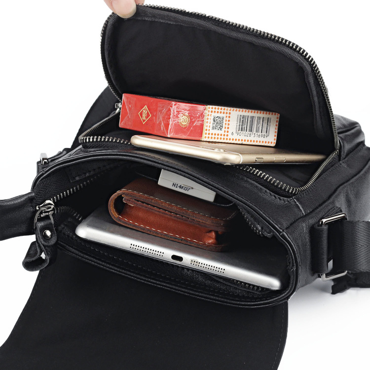 Picture of New Men's Korean-style Shoulder Bag Black Head Layer Cowhide Small Oblique Bag Casual Simple IPAD Mini Small Bag