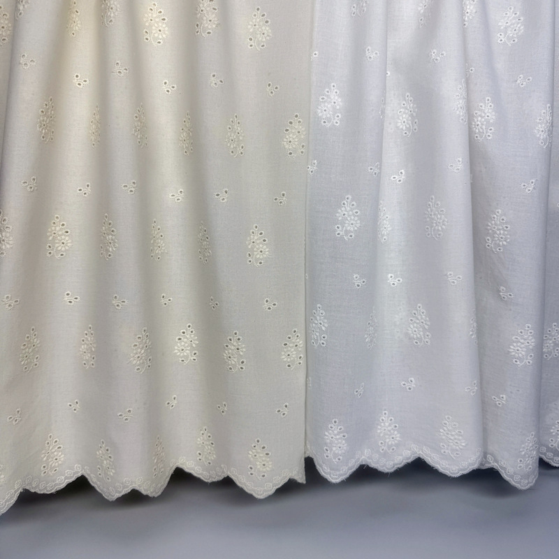 Bilateral positioning of small plum blossom pattern full cotton embroidered dress Lolita small fresh curtain fabric