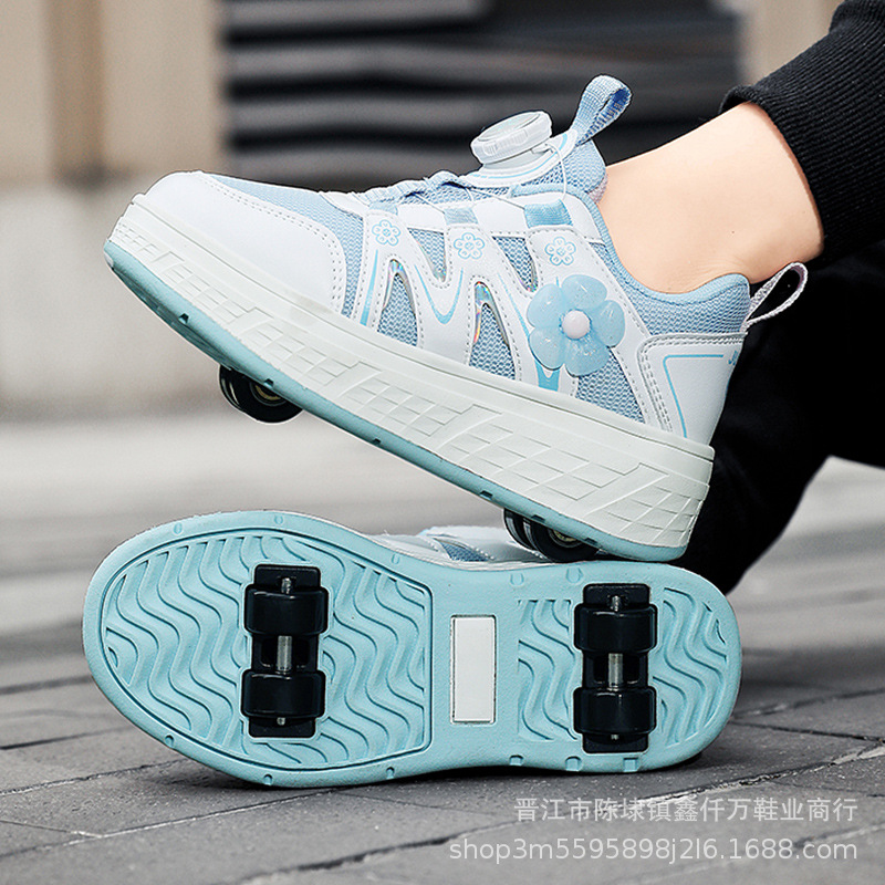 in stock wholesale girls' heelloo shoes four-wheeled skates for boys and girls detachable walking roller shoes for cross-border exclusive