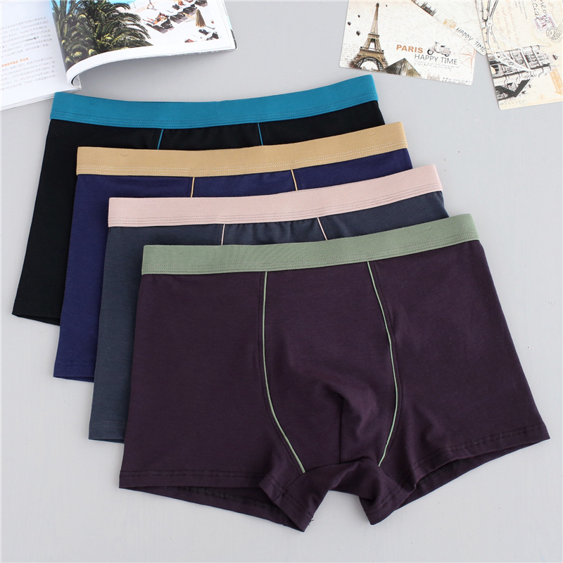 Picture of Men's cotton underwear plus size fat guy boxers breathable 3D seamless sexy youth cotton red boxers
