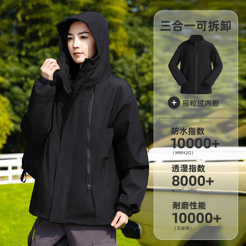 Picture of Jacket Three-In-One Detachable Two-Piece Set for Men and Women Outdoor Mountaineering Clothing Windproof and Waterproof Spring, Autumn and Winter Jacket
