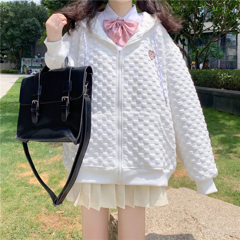Picture of Autumn and Winter New Style Japanese Style Sweet Loose Retro Versatile Student Niche Design Waffle Jacket Women's Cardigan Top