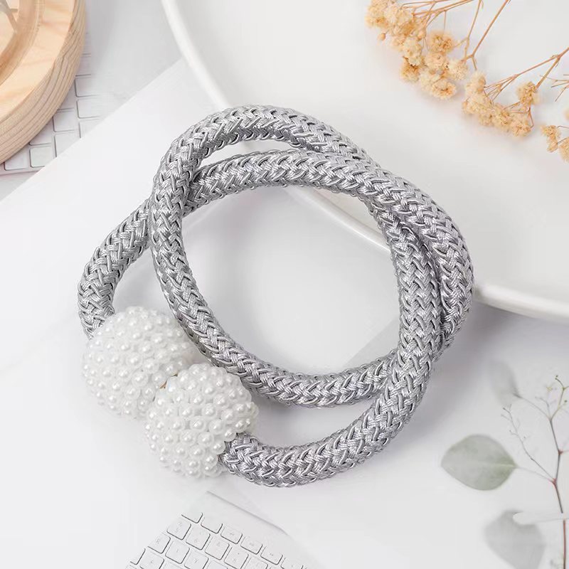 Picture of Curtain Straps Wholesale Small Pearl Magnetic Curtain Buckles Punch-Free Curtain Storage Binding Rope Drawstring Accessories