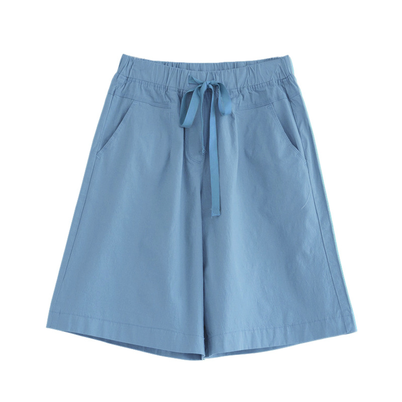 Picture of Five-point Pants Women's Loose Shorts Summer Thin High Waist 100.00kg Years New Casual Pants Women's Straight Black Five-point Pants