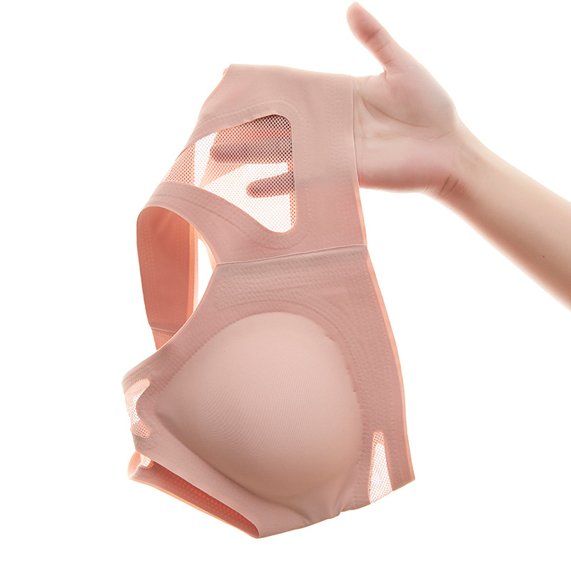 Picture of Traceless Beauty Back Underwear Women's Big Chest Shiny Summer Thin Comfortable Breathable Vest Small Chest Push-up Sports Bra