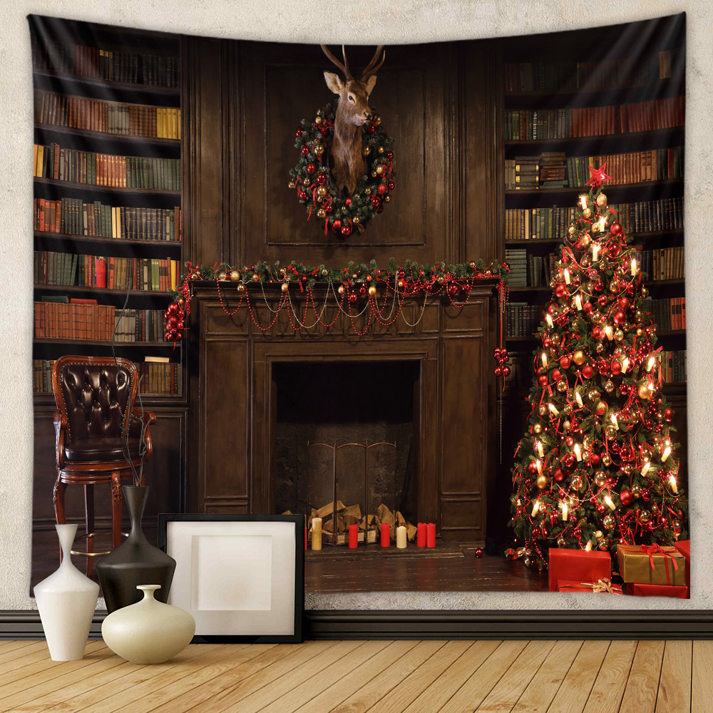 Picture of Christmas Tree Tapestry Room Decorative Wall Cloth Ins Wind Hanging Cloth Cross Border Home Bohemian Tapestry Christmas Tapestry