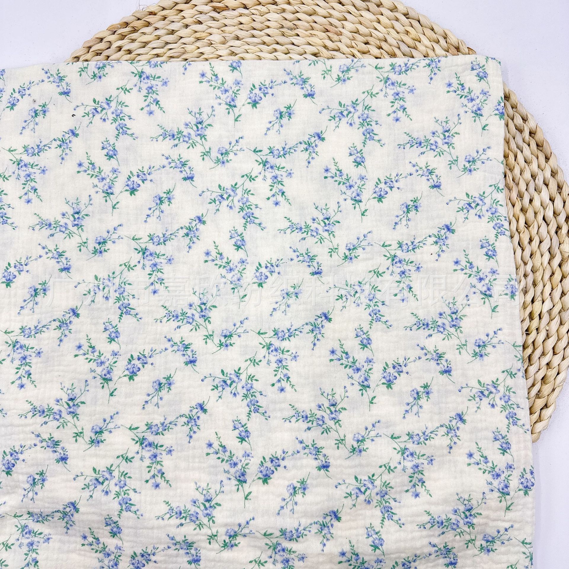 Cotton Double-Layer Yarn Fabric Plain Fine Cloth Baby Cartoon Fresh Small Floral Printed Children's Wear Pajamas Fabric