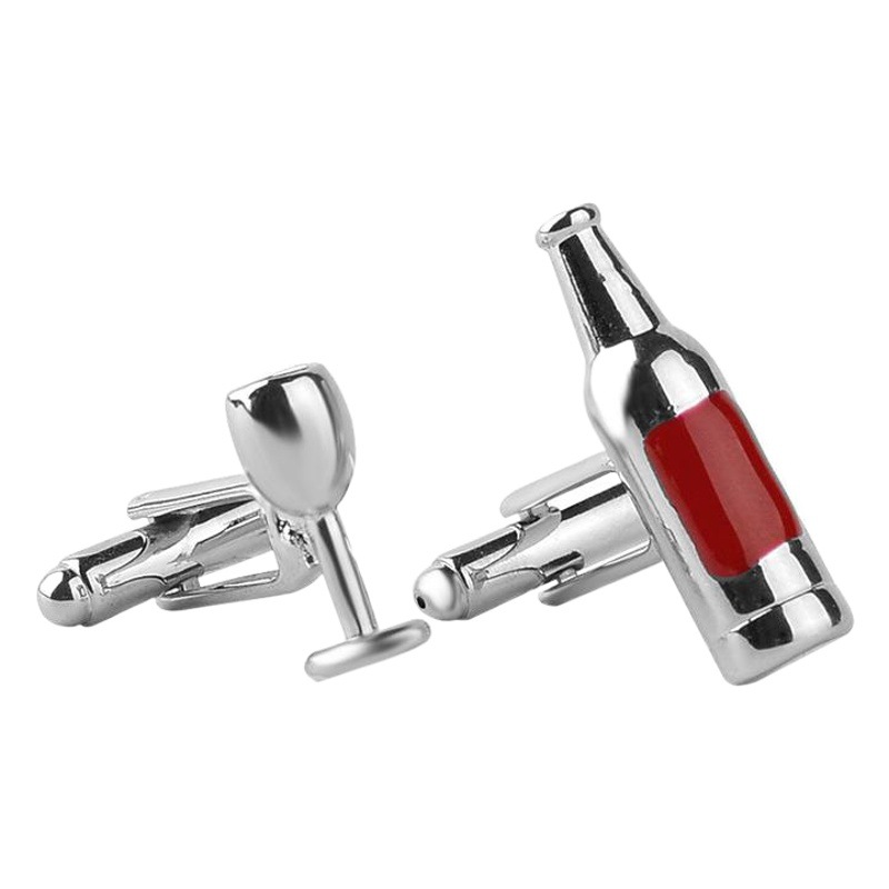 Factory Direct cross-border WISH Amazon creative red wine bottle wine glass men's French cufflinks
