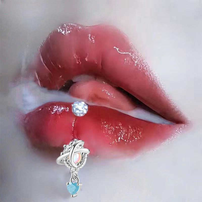Picture of Cross-Border Flashing Love Mud Ball Lip Ring Wholesale Oil Dripping Fine Glitter Niche Sweet Hot Girl Lip Nail Piercing Jewelry