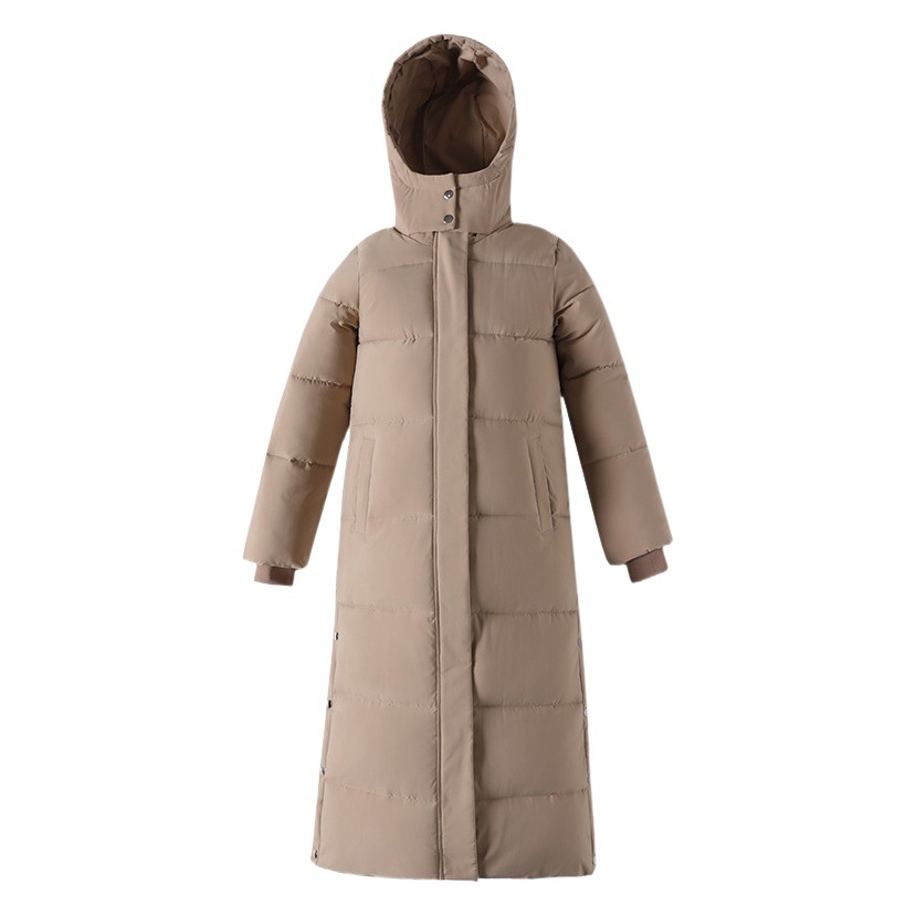 Long Over-the-knee Hooded Down Cotton-padded Jacket Women's Winter Coat Thickened Warm Over-the-knee Solid Color Casual Slim-fit Cotton-padded Jacket Trendy