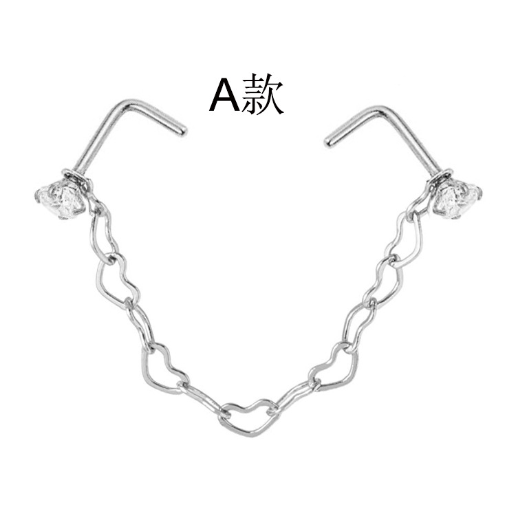 Picture of Stainless steel nose ring nose nail nose chain Amazon new nose chain puncture jewelry nose chain