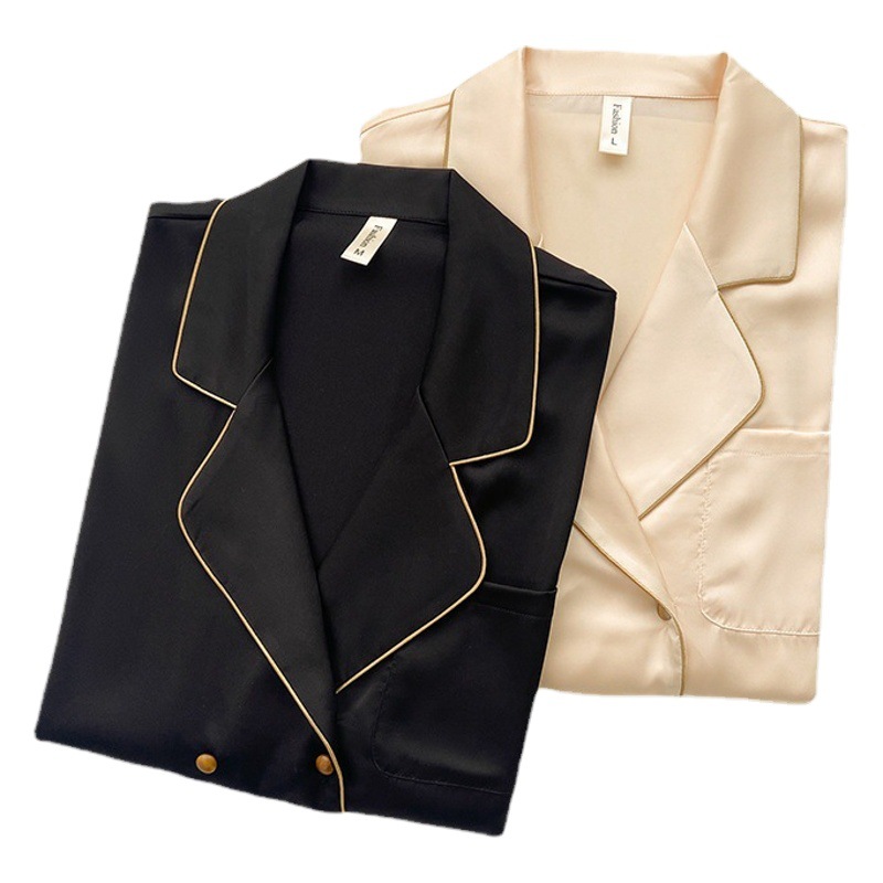 Summer Long-Sleeved Ice Silk Pajamas Women's Suit 2025 New Fashion Casual Home Pants Suit Home Clothes
