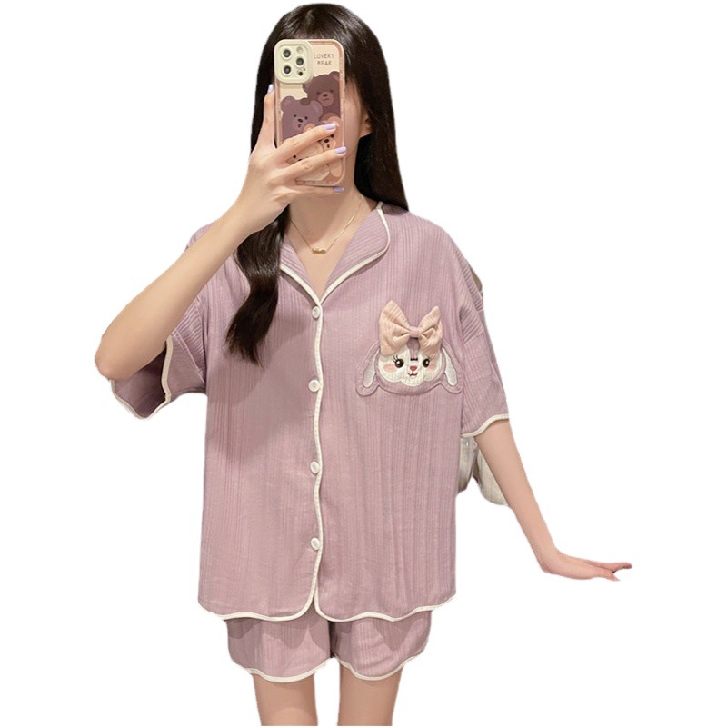 Cute Girl Pajamas Summer Short-sleeved Shorts Korean Style ins Two-piece Home Clothes Women's Micro Business Online Celebrity Live Generation