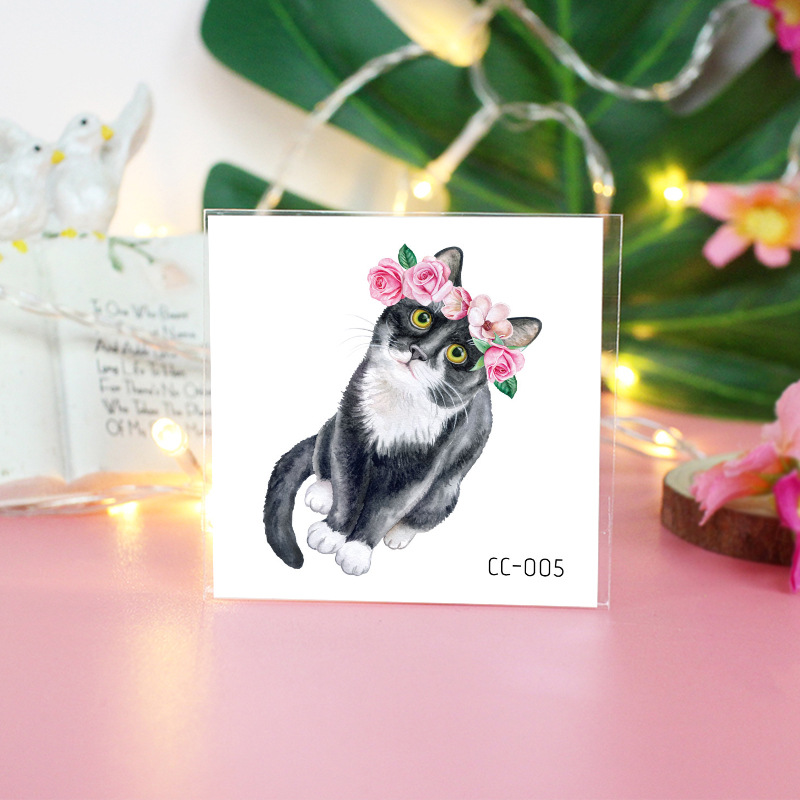 Picture of Cat and Dog Tattoo Stickers Waterproof Girls/Kidsren Cute Little Stickers Cartoon Animal Pet Tattoo Stickers