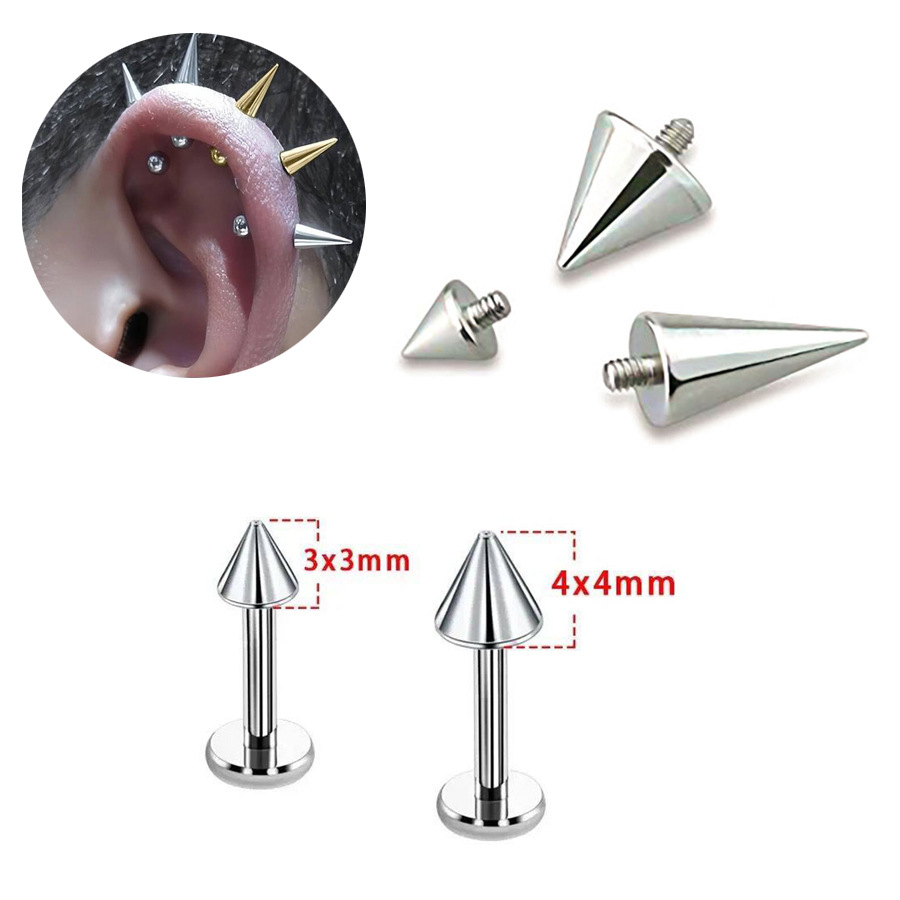 F-136 titanium puncture jewelry inner tooth thread lip nail devil nail lip nail tapered different ear nail accessories manufacturers wholesale