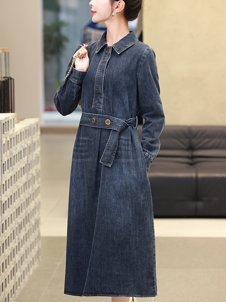 This year's popular Denim dress women's 2024 spring and autumn high-end light luxury slimming design sense temperament age-reducing skirt