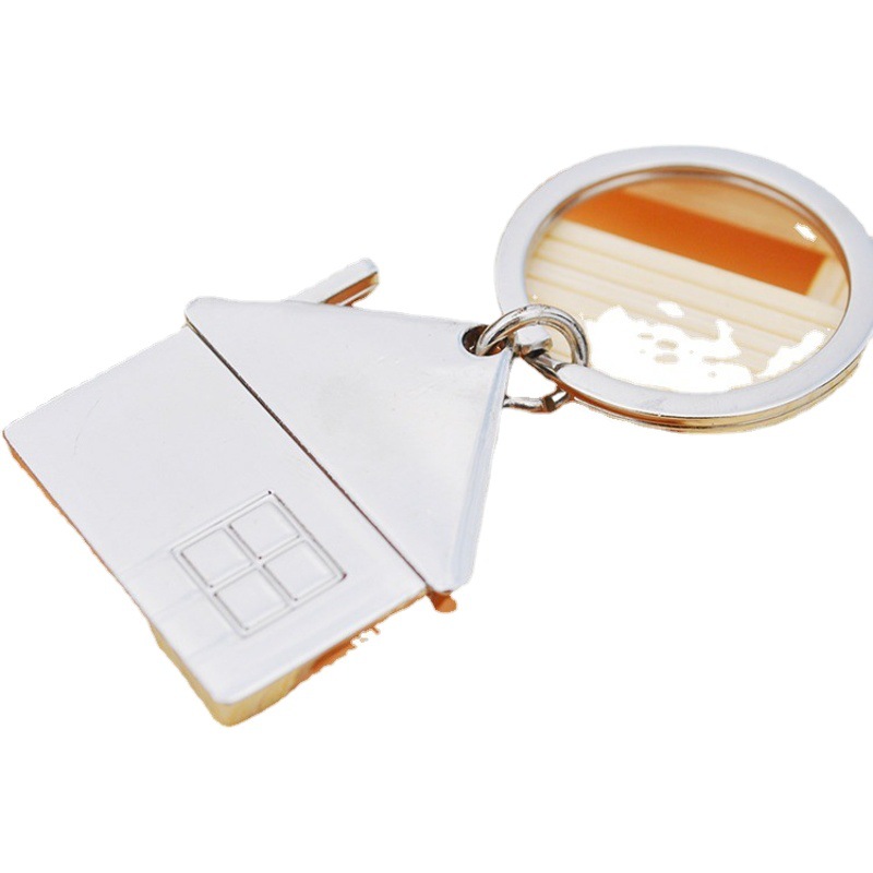 House keychain cottage small gift key pendant creative personality opening gift wholesale laser lettering