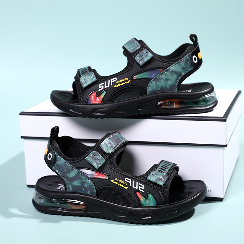 Picture of Sandals Boys Shoes 2024 Summer New Air Cushion Sneakers Kids Beach Shoes Double Velcro Children Open Toe Sandals