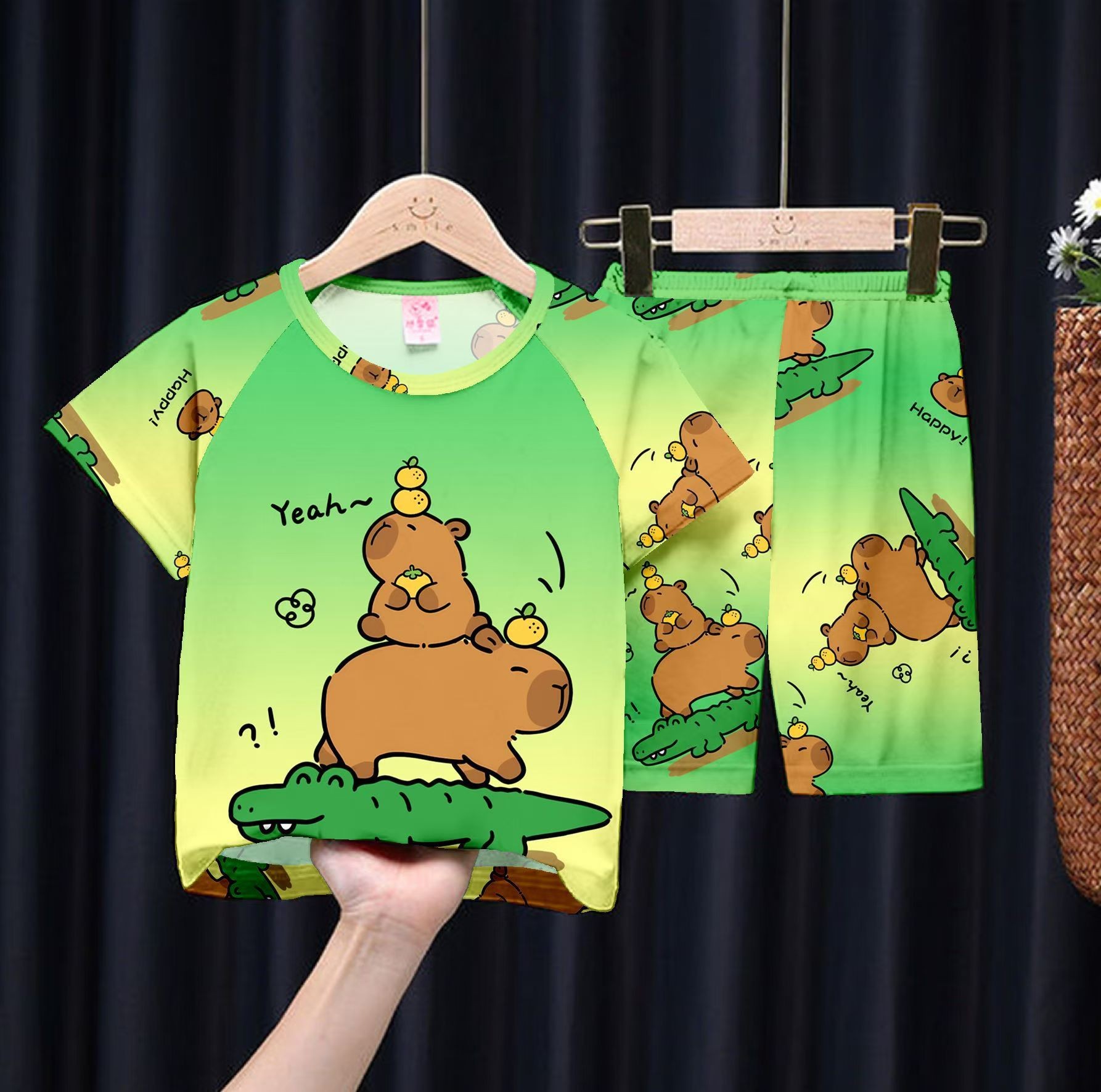 Picture of Wholesale Summer Children's Pajamas Cartoon Girls Short-Sleeved Shorts Thin Boys Casual Middle and Large Children's Suits Home Clothes