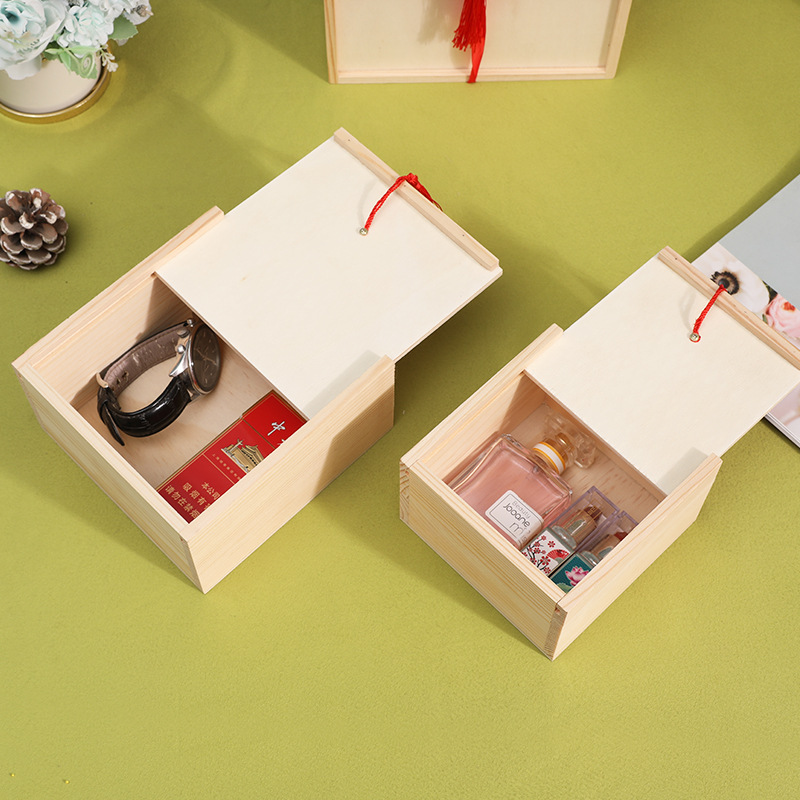 Picture of Draw Classical Empty Box Gift Packaging Box Jewelry Storage Box Wooden Gift Box Accompanying Gift Square Small Wooden Box