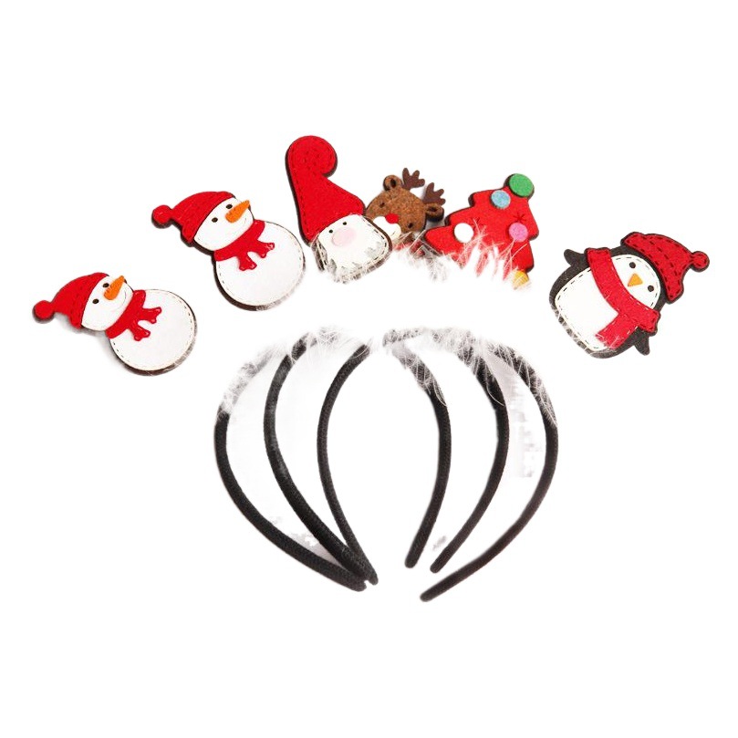 2025 Cross-Border Hot Selling Christmas New Headband Festival Decoration Old Man Christmas Tree Snowman Feather Spring Hair Accessory