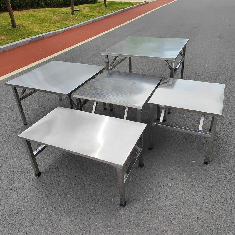 Stainless Steel Table Extra Thick Stall Folding Table Dormitory Rental Dining Table Night Market Outdoor Writing Portable Table
