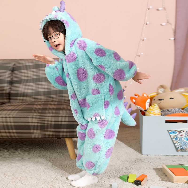 Picture of Funny Clothes Children's One-piece Pajamas Parent-child Clothes Boys Family of Three or Four Sullivan Winter fleece-lined One-piece Clothes