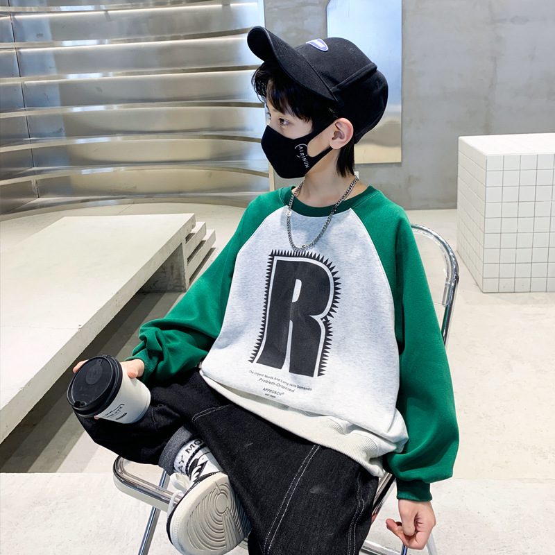 Boys' Sweatshirts Spring & Fall 2025 New Kidsren's Bottoming Shirts Spring Clothes Street Big Kidsren's Tops Spring Fashionable