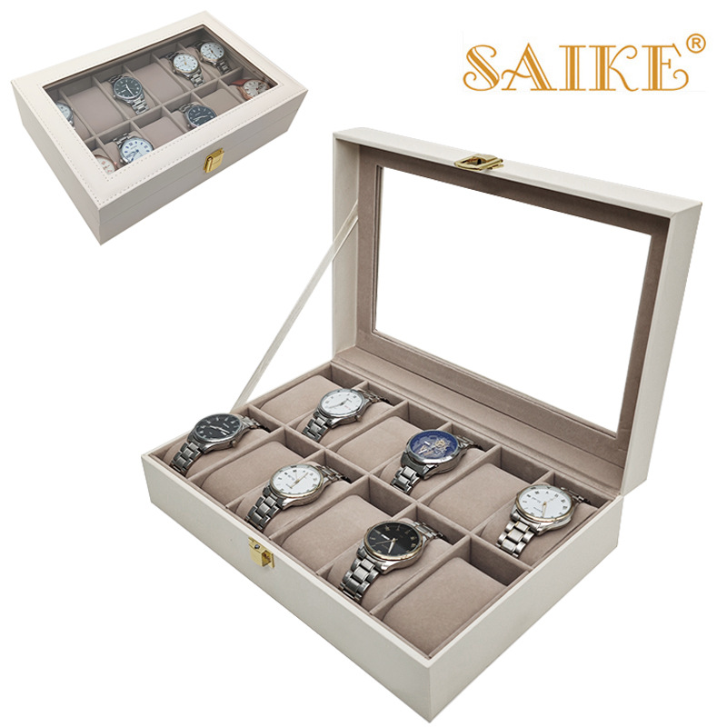 Spot Wholesale White Accessible Luxury Version 12-Bit Watch Storage Collection Display Box 12-Piece Watch Storage Box