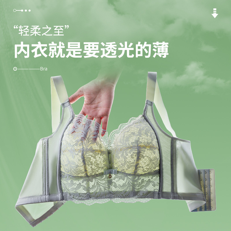 Picture of Large Chest Shown Small Underwear Women's Thin Full Cup Gather-up Auxilary Breast Correction Anti-sagging Anti-expansion plus size Bra