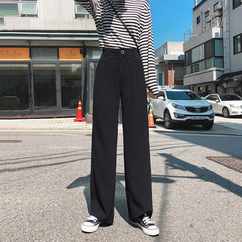 Suit casual straight pants women's autumn thin high waist slim Joker wide leg pants loose drape mopping pants wholesale