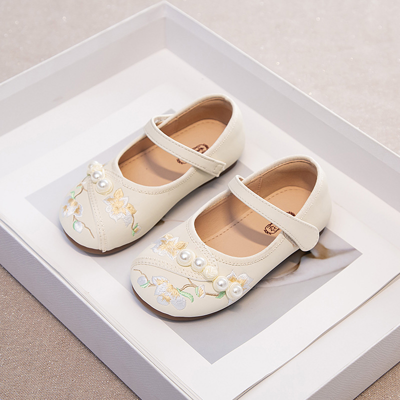 Girls' Ancient Clothing Hanfu Shoes Children's Winter Guofeng Leather Shoes Spring and Autumn Cheongsam Antique Children's Shoes Cloth Shoes New Chinese Style Shoes