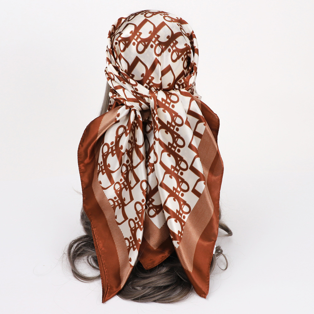 Picture of Simulated Silk Scarf Women's Headscarf 90*90cm Square Scarf Pattern Scarf Shawl European and American Cross-Border Scarf Wholesale