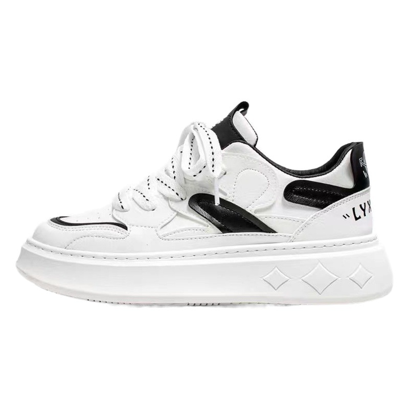 Men's Shoes New Thick-Soled Heightening Bread Shoes Men's Spring and Autumn Sports and Leisure White Sneakers Youth Versatile Trendy Shoes