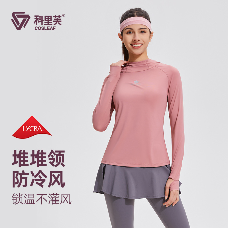 Summer New Outdoor Sun Protection Leisure Sports Running Fitness Long-Sleeved Slim Pullover Top Hooded Women's C041